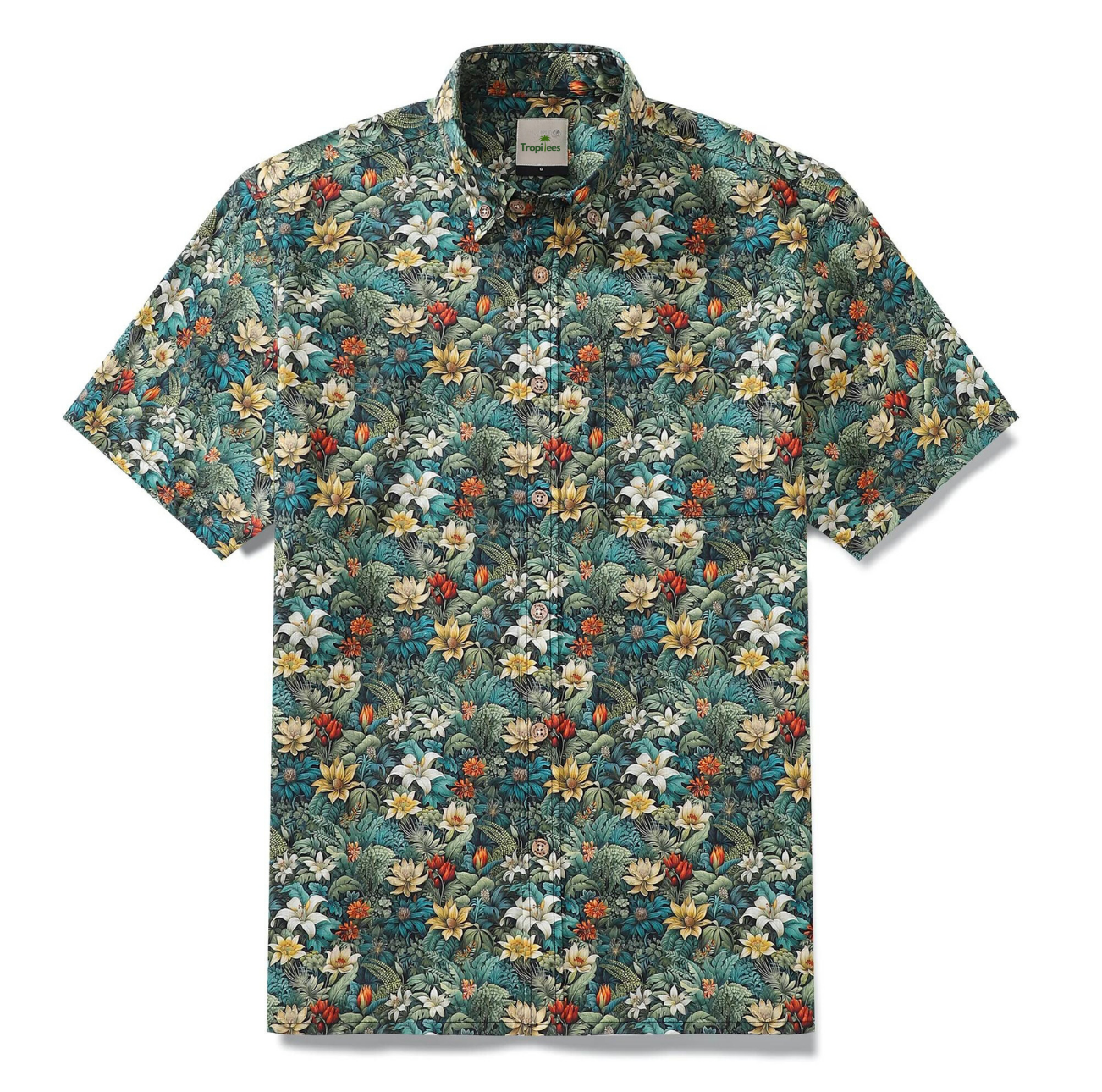 * FLORAL DARK GREEN TEE